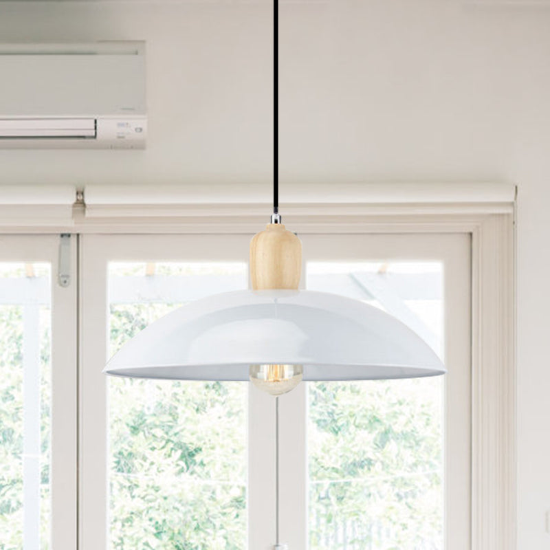 Modern Bowl Ceiling Pendant Light In Black/White 12.5’/16’ Diameter White / 12.5’