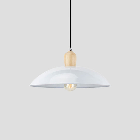 Modern Bowl Ceiling Pendant Light In Black/White 12.5’/16’ Diameter