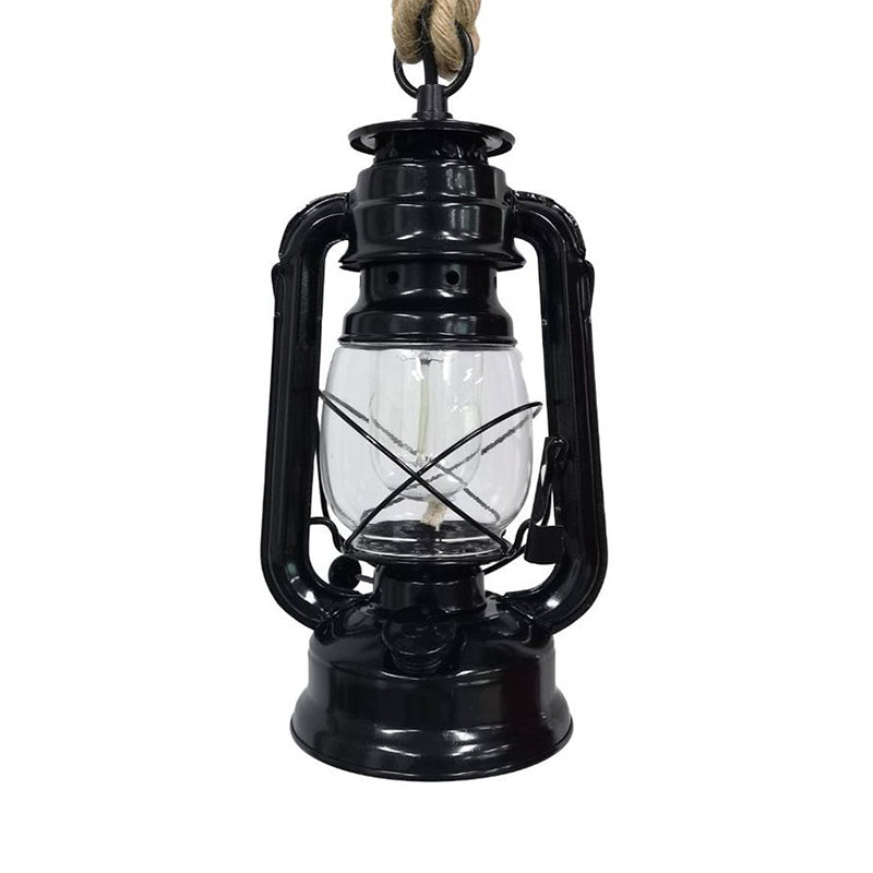 Industrial Clear Glass Pendant Ceiling Light For Coffee Shop - Black/Bronze/Antique Brass Finish