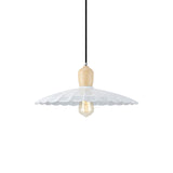Stylish Vintage Hanging Lamp With Scalloped Edge Black/White Outer And White Inner Metal Pendant