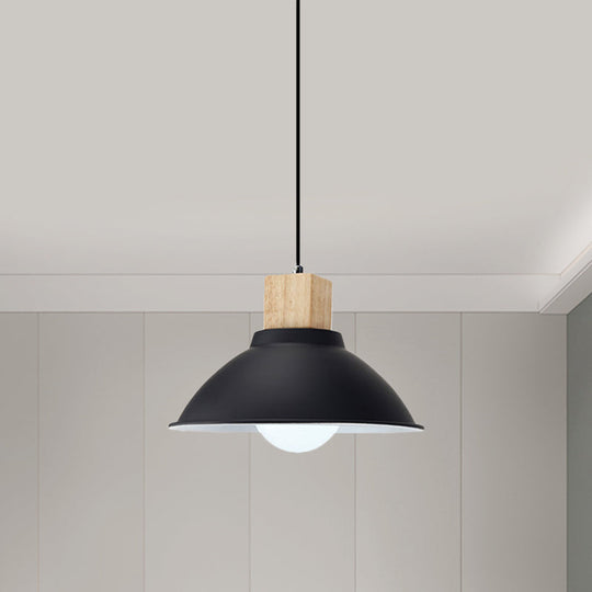 Contemporary Metal And Wood Hanging Pendant Ceiling Light In Black
