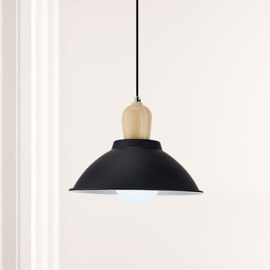 Contemporary Metal And Wood Hanging Pendant Ceiling Light In Black / C