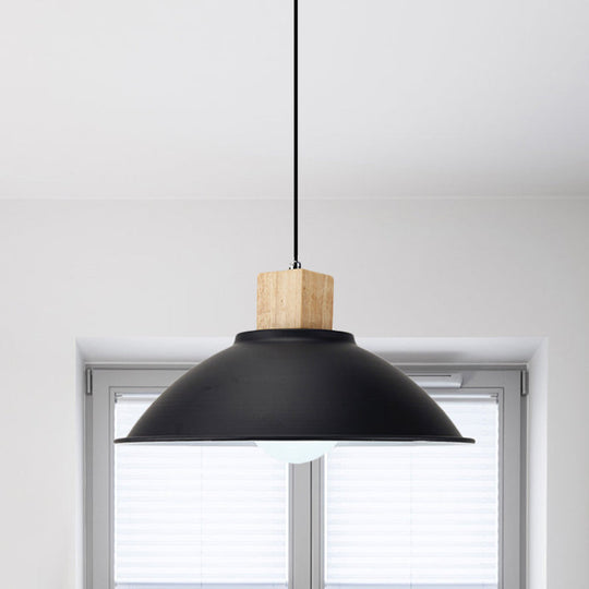 Modern Metal Pendant Light With Black Bowl Shade For Dining Room