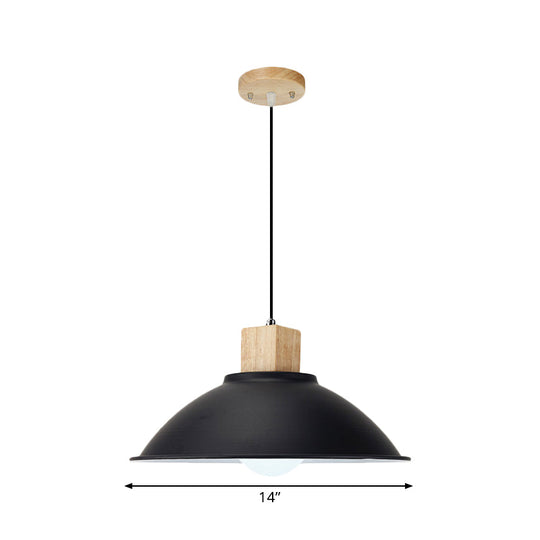 Modern Metal Pendant Light With Black Bowl Shade For Dining Room