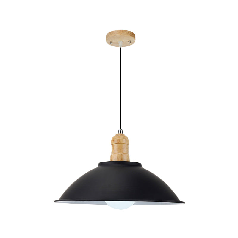 Modern Metal Pendant Light With Black Bowl Shade For Dining Room