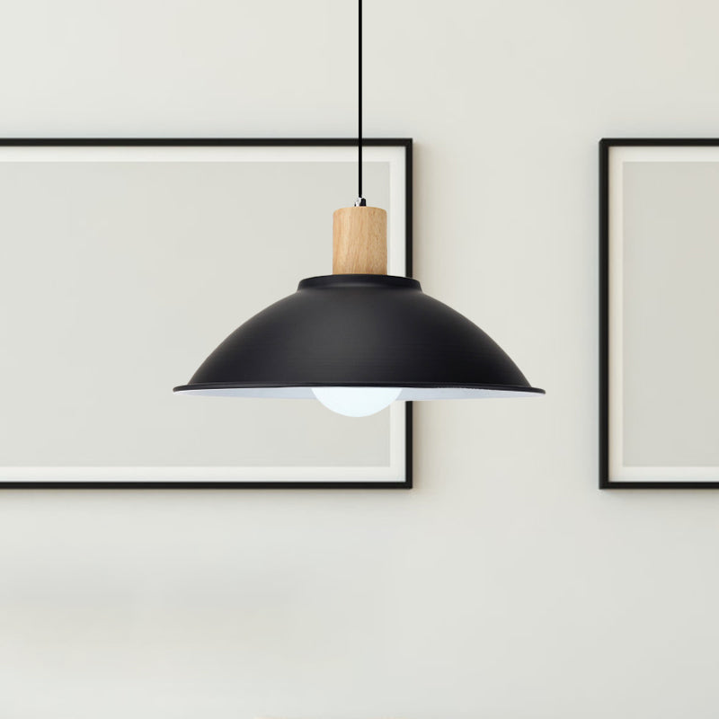 Modern Metal Pendant Light With Black Bowl Shade For Dining Room