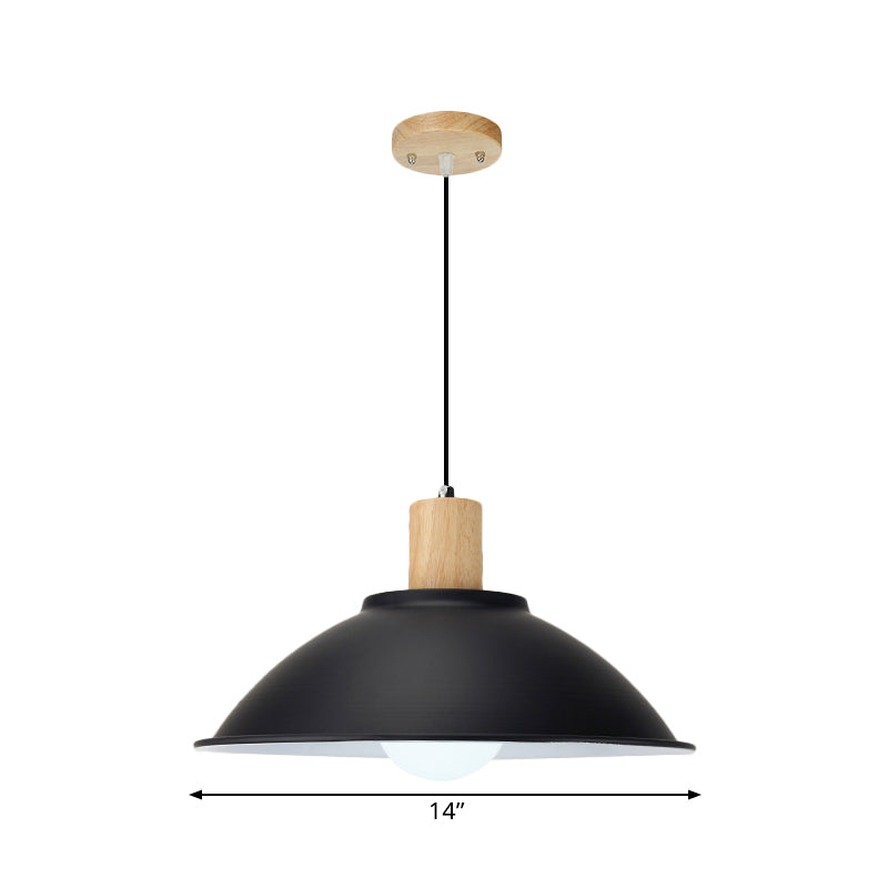 Modern Metal Pendant Light With Black Bowl Shade For Dining Room