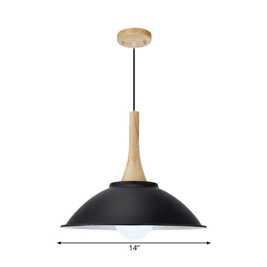 Modern Metal Pendant Light With Black Bowl Shade For Dining Room