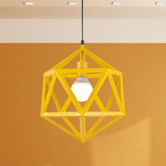 Industrial Geometric Metal Pendant Light - Blue/White/Yellow Yellow