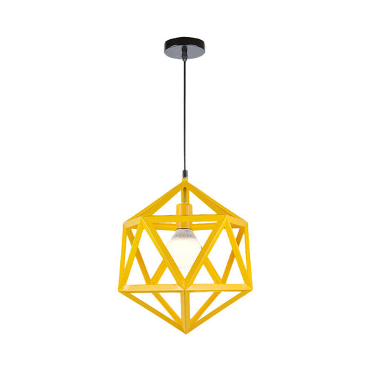 Industrial Geometric Metal Pendant Light - Blue/White/Yellow