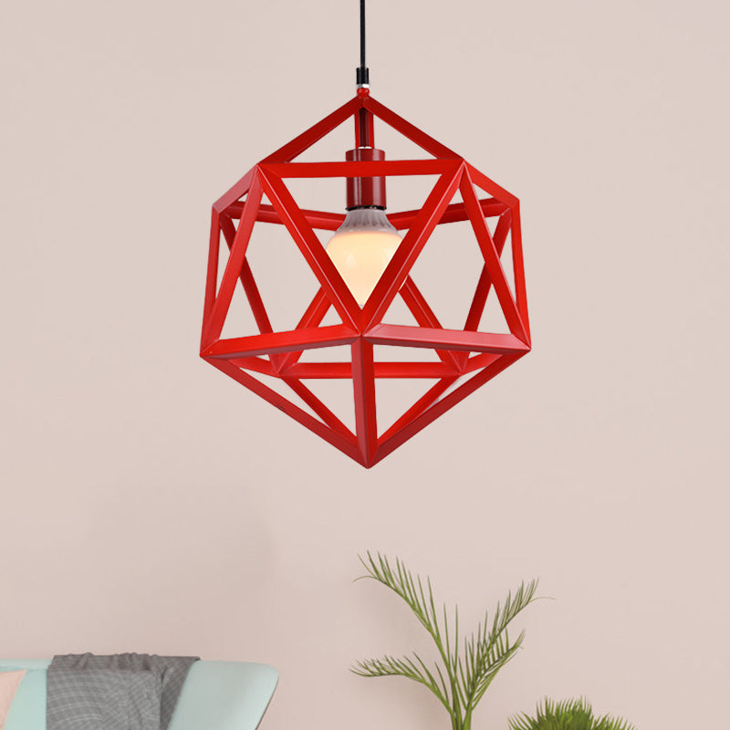 Industrial Geometric Metal Pendant Light - Blue/White/Yellow Red