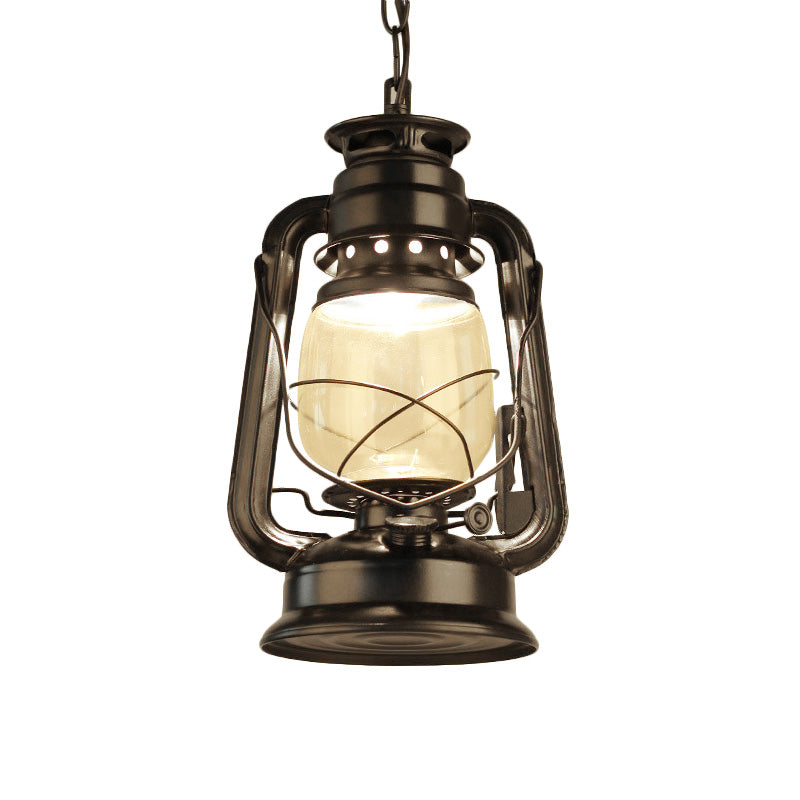 Industrial Clear Glass Pendant Ceiling Light For Coffee Shop - Black/Bronze/Antique Brass Finish