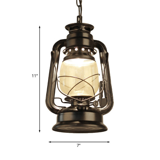 Industrial Clear Glass Pendant Ceiling Light For Coffee Shop - Black/Bronze/Antique Brass Finish