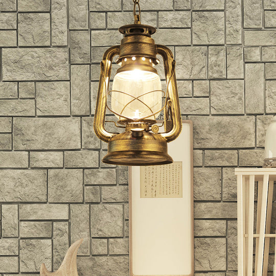 Industrial Clear Glass Pendant Ceiling Light For Coffee Shop - Black/Bronze/Antique Brass Finish