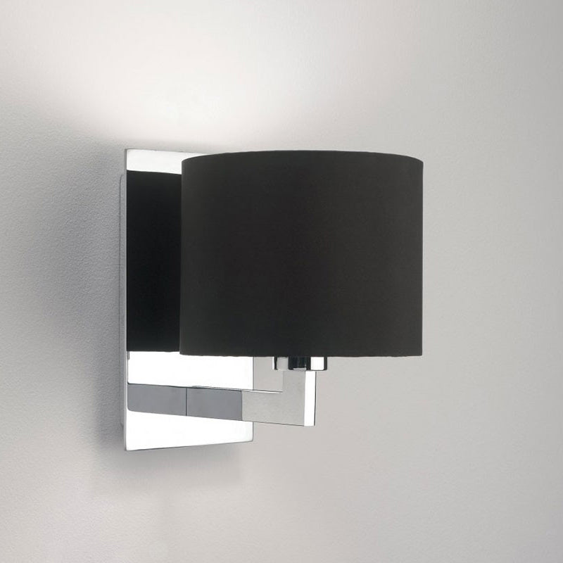 Modern Fabric Drum Wall Mount 1 Light Sconce In Black/White