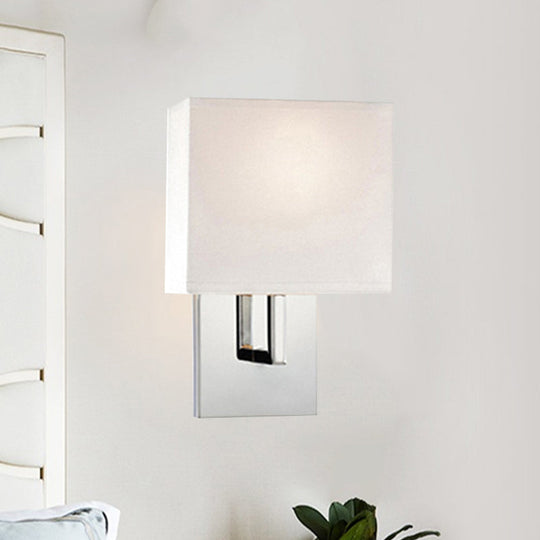 Modern Fabric Drum Wall Mount 1 Light Sconce In Black/White White