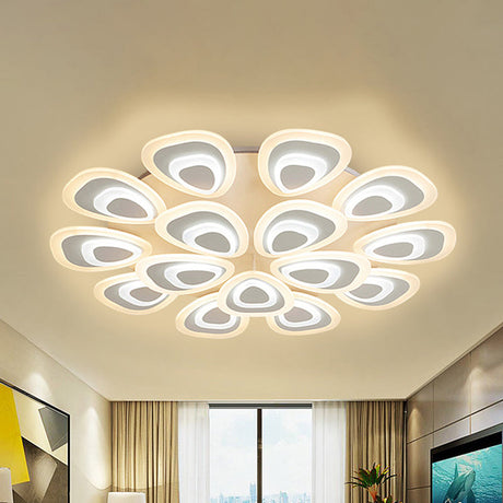 Modern Acrylic Ceiling Light Fixture - Peacock Tail Design Led Flush Mount Lamp With 3/5/9 Lights