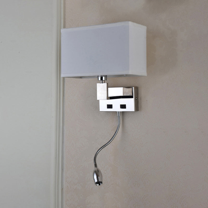Modern Beige Fabric Led Wall Sconce With Spotlight