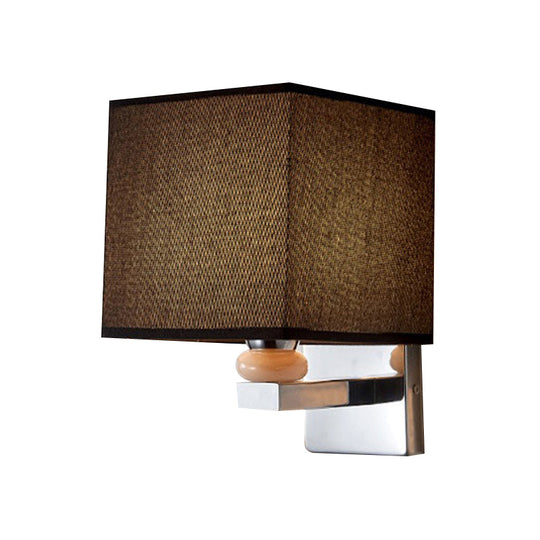 Contemporary Led Cube Wall Sconce Light - White/Black/Beige Fabric
