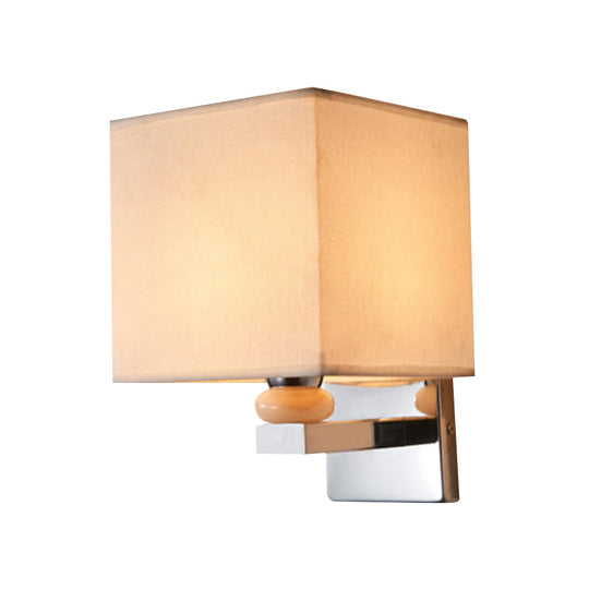 Contemporary Led Cube Wall Sconce Light - White/Black/Beige Fabric