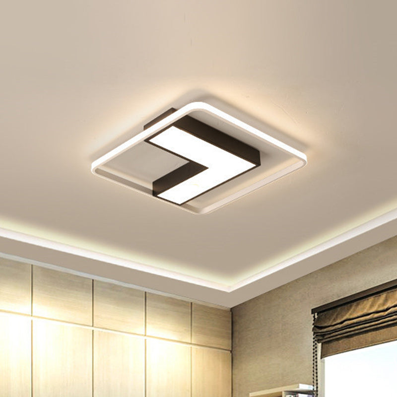 Black L Shaped Led Ceiling Mount Light Fixture For Study Room In Warm/White 19’/24.5’/31.5’ W