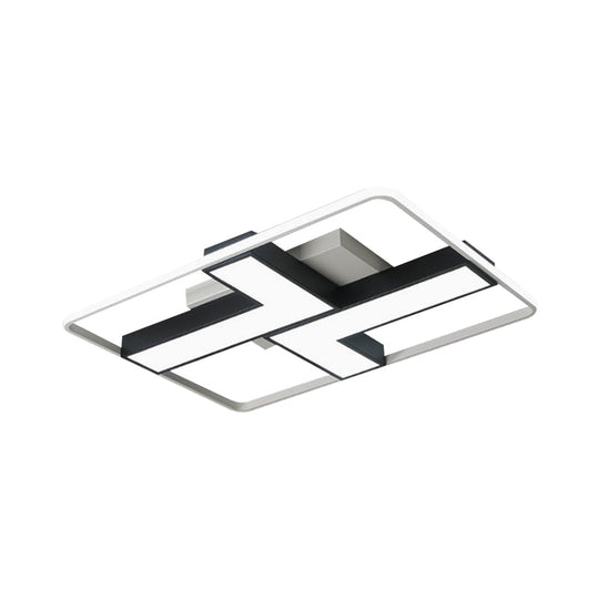 Black L Shaped Led Ceiling Mount Light Fixture For Study Room In Warm/White 19’/24.5’/31.5’ W