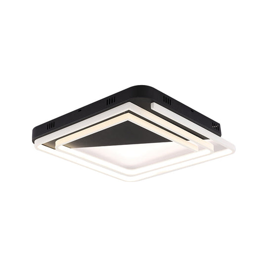 Modern Acrylic Square Ceiling Lamp Led Flush Mount Light - Black 18/22/28 Wide In Warm/White