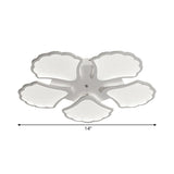 3/5/9-Light Led Flush Ceiling Light With Ginkgo Leaf Acrylic Shade - White Lighting Fixture In