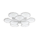 3/5/9-Light Led Flush Ceiling Light With Ginkgo Leaf Acrylic Shade - White Lighting Fixture In