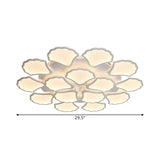 3/5/9-Light Led Flush Ceiling Light With Ginkgo Leaf Acrylic Shade - White Lighting Fixture In