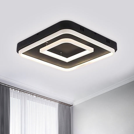 Square Acrylic Led Ceiling Light Fixture - 16.5/20.5/24.5 Wide Modern Semi Mount Warm/White Black