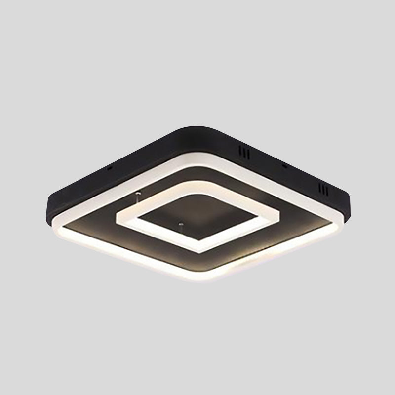 Square Acrylic Led Ceiling Light Fixture - 16.5/20.5/24.5 Wide Modern Semi Mount Warm/White Black
