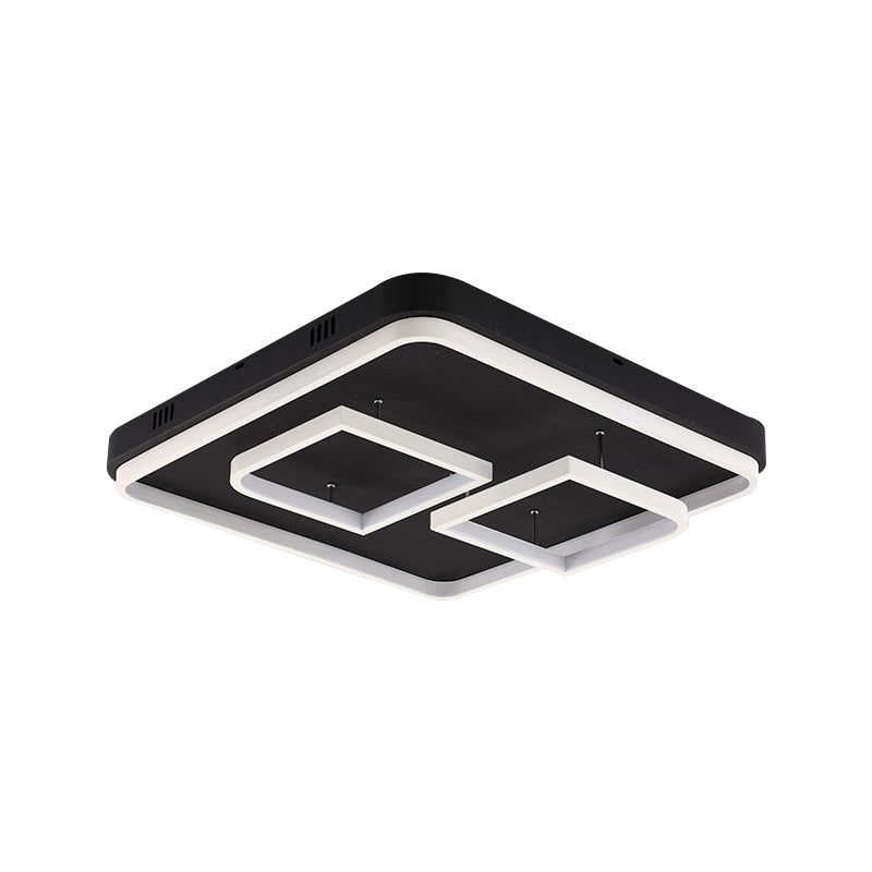 Square Acrylic Led Ceiling Light Fixture - 16.5/20.5/24.5 Wide Modern Semi Mount Warm/White Black