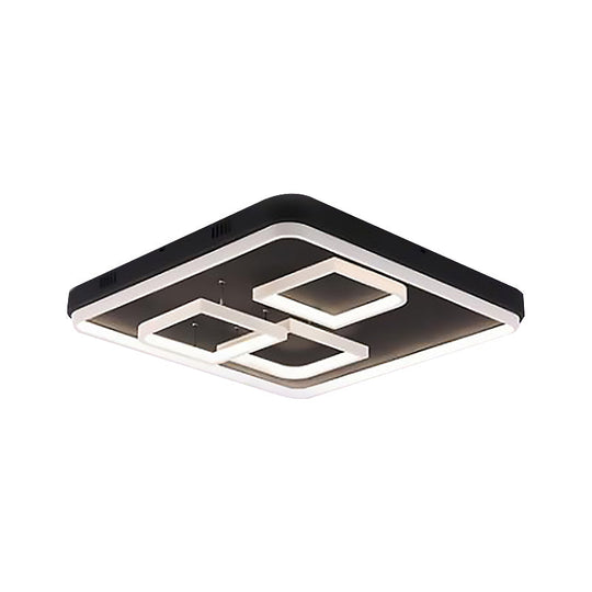 Square Acrylic Led Ceiling Light Fixture - 16.5/20.5/24.5 Wide Modern Semi Mount Warm/White Black