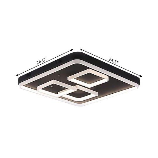 Square Acrylic Led Ceiling Light Fixture - 16.5/20.5/24.5 Wide Modern Semi Mount Warm/White Black