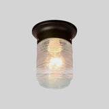 Modern Hand Blown Glass 1-Light Cylinder Flush Mount Ceiling Light In White/Black