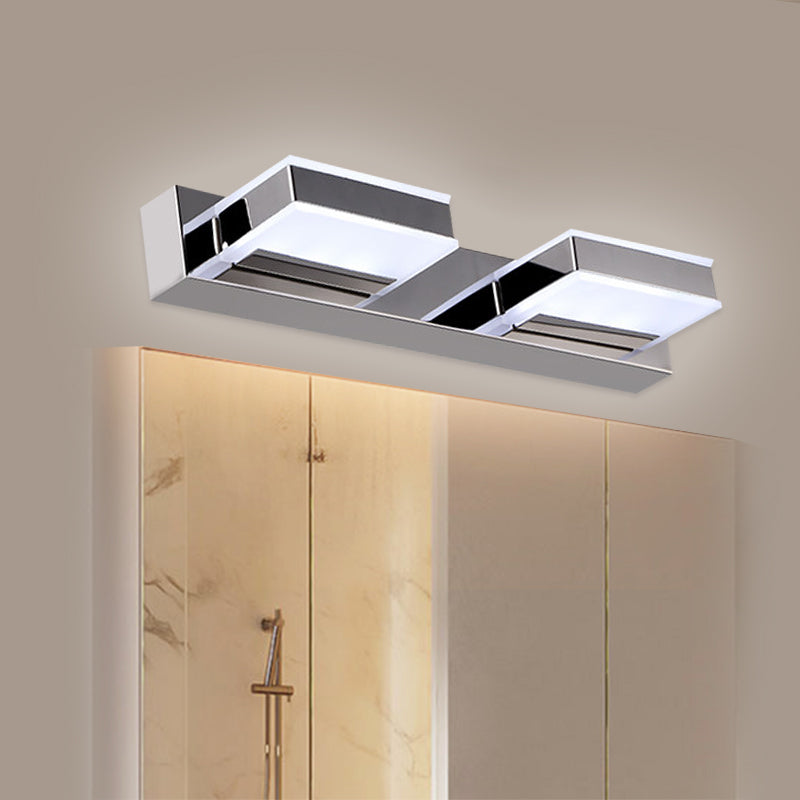 Modern Square Acrylic Vanity Light With Chrome Wall Mount - Available In 1-4 Lights 2 /