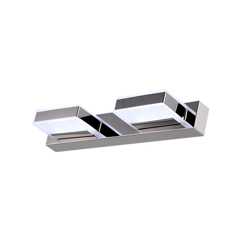 Modern Square Acrylic Vanity Light With Chrome Wall Mount - Available In 1-4 Lights