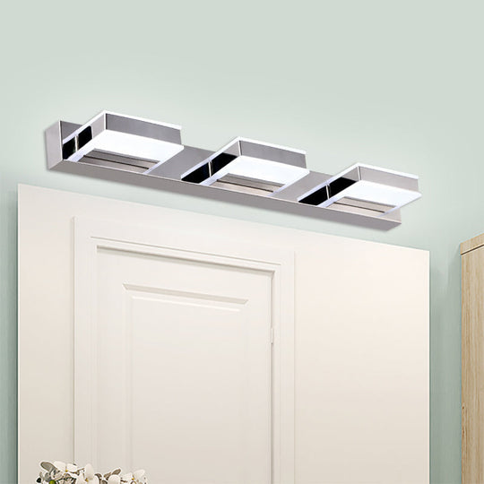 Modern Square Acrylic Vanity Light With Chrome Wall Mount - Available In 1-4 Lights