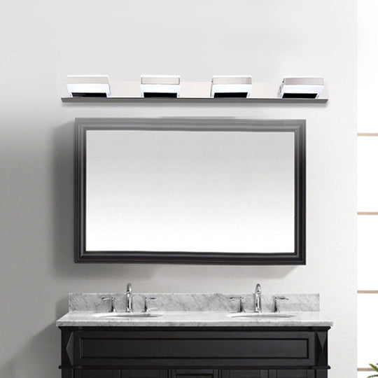 Modern Square Acrylic Vanity Light With Chrome Wall Mount - Available In 1-4 Lights