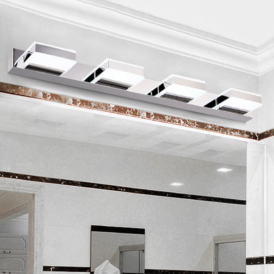 Modern Square Acrylic Vanity Light With Chrome Wall Mount - Available In 1-4 Lights