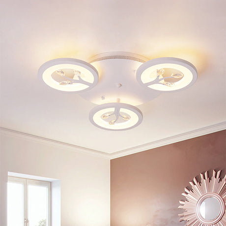 Modern Acrylic Tree Flush Mount Ceiling Light With Led And Crystal Accents - 3/6/9-Light Fixture In