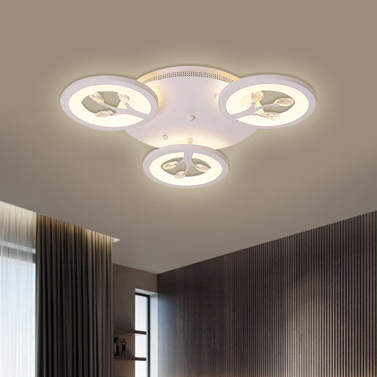 Modern Acrylic Tree Flush Mount Ceiling Light With Led And Crystal Accents - 3/6/9 - Light Fixture