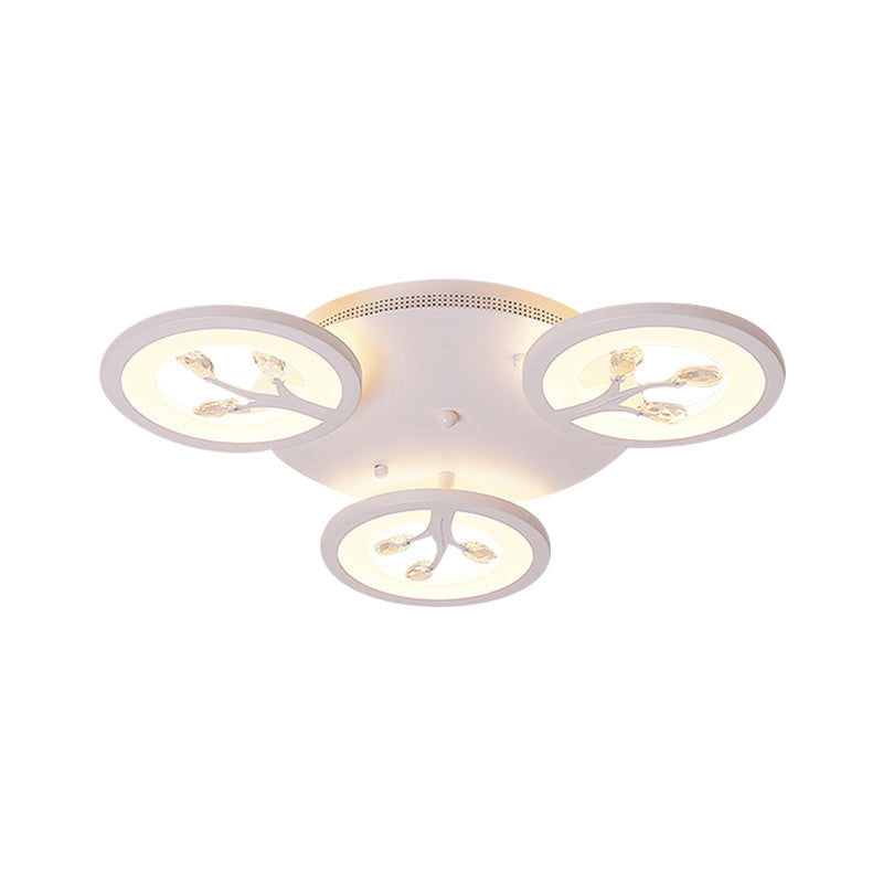 Modern Acrylic Tree Flush Mount Ceiling Light With Led And Crystal Accents - 3/6/9 - Light Fixture