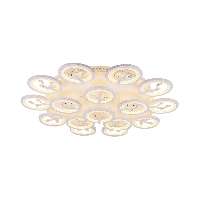Modern Acrylic Tree Flush Mount Ceiling Light With Led And Crystal Accents - 3/6/9-Light Fixture In