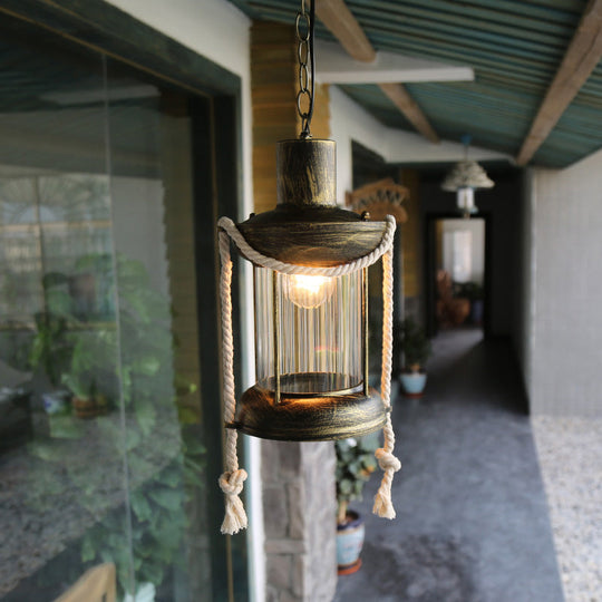 Coastal Kerosene Pendant Light - Antique Brass/Copper Clear Glass 6’/8.5’ Wide Brass / 8.5’