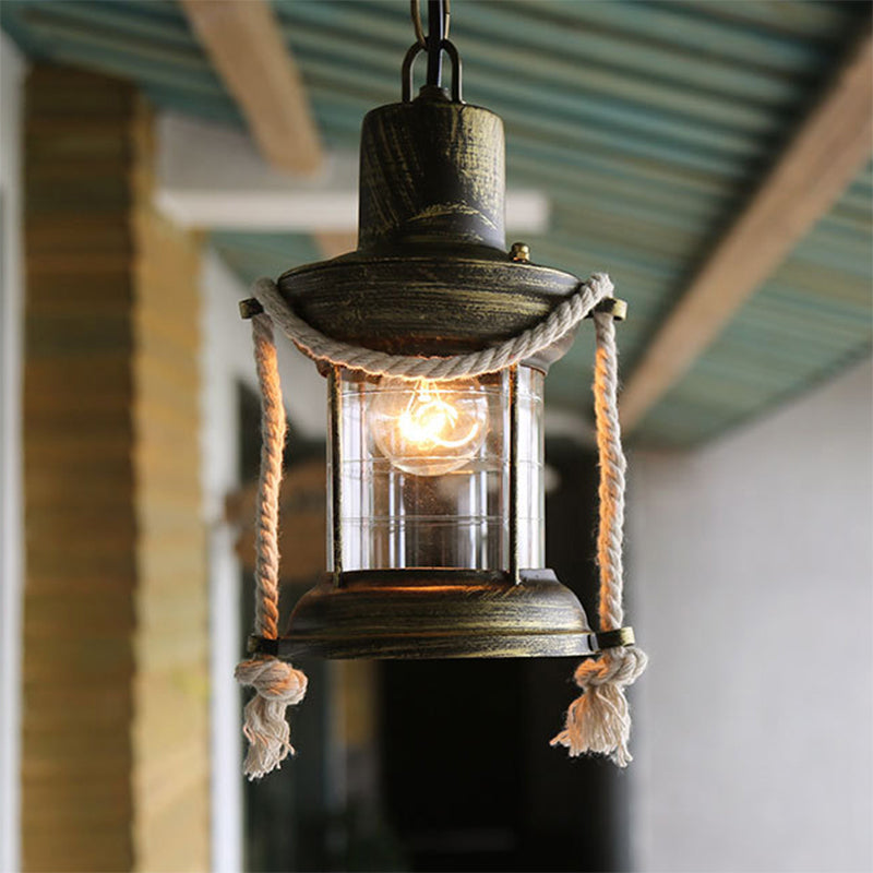 Coastal Kerosene Pendant Light - Antique Brass/Copper Clear Glass 6’/8.5’ Wide Brass / 6’