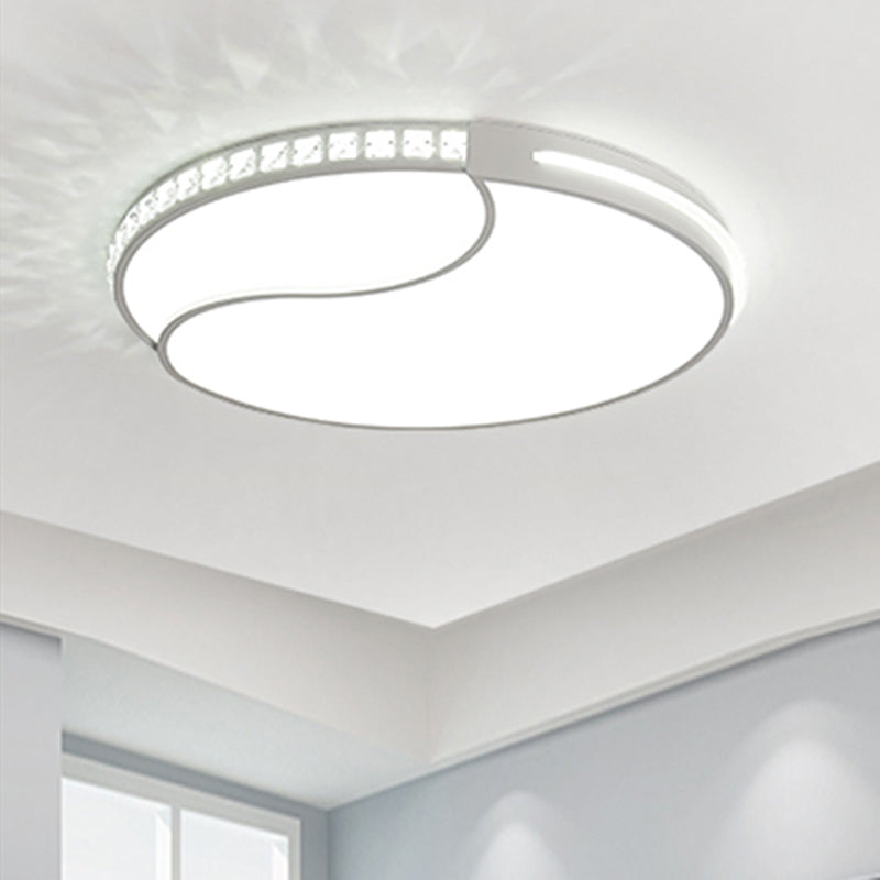 Crystal Circular Flush Mount Led Ceiling Light Fixture - 16.5/20.5/24.5 Wide Contemporary Warm/White