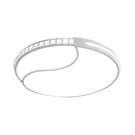 Crystal Circular Flush Mount Led Ceiling Light Fixture - 16.5/20.5/24.5 Wide Contemporary Warm/White
