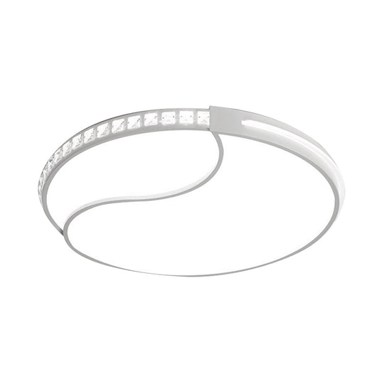 Crystal Circular Flush Mount Led Ceiling Light Fixture - 16.5/20.5/24.5 Wide Contemporary Warm/White